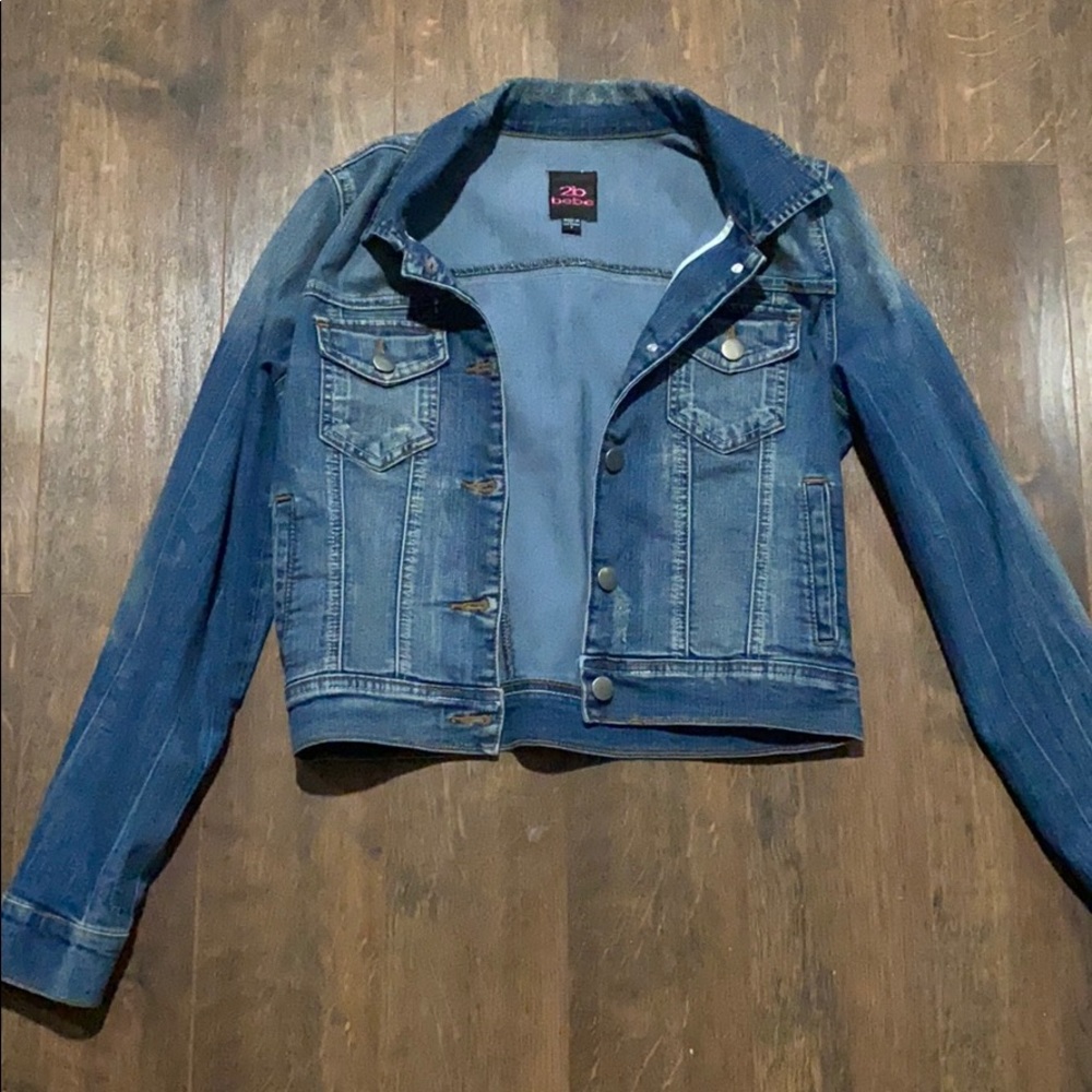 BEBE DISTRESSED DENIM JACKET